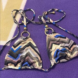 Vitamin A Chevron Bikini Top in Blue and Brown